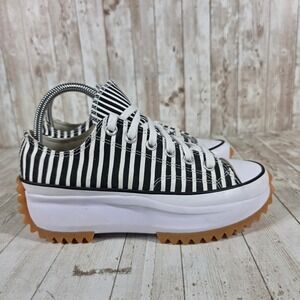 Converse Run Star Hike Low Top Black White Striped Platform Sneakers A03297C 7.5